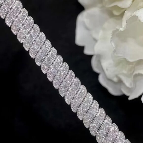 21.0g Full Moissanite Snake Shaped Bracelet Round Cut, 925 Sterling silver NEW - Picture 10 of 10